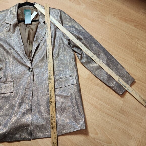 NWT Wild Fable Metallic Glitter Copper Gold Stretch Pant Suit Blazer XL Pant 14 - Picture 14 of 16